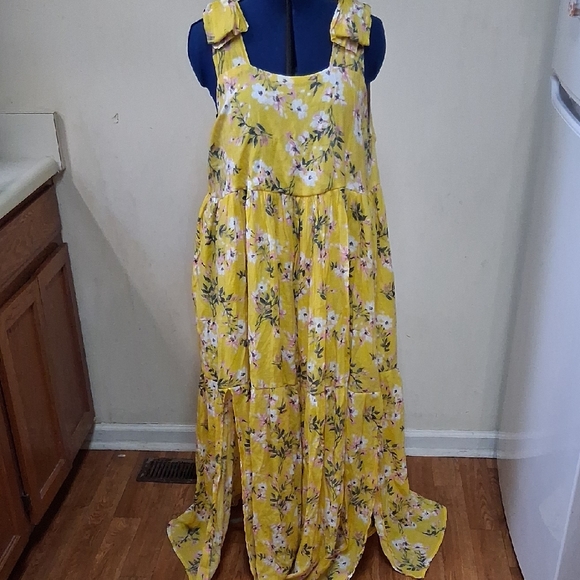 Handmade Dresses & Skirts - Floral Yellow Womens Maxi Dress